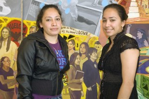 Lydia (at left) and Hilda Aguilera are proud of their work on "Manifest Diversity" - and that they and their sisters are portrayed in it.