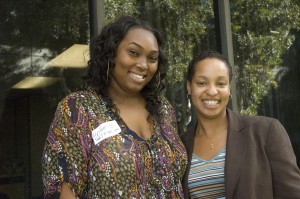 Dr. Tiffany Herbert (at right) and junior Brittany Ball welcome the new Sisters United cohort for fall