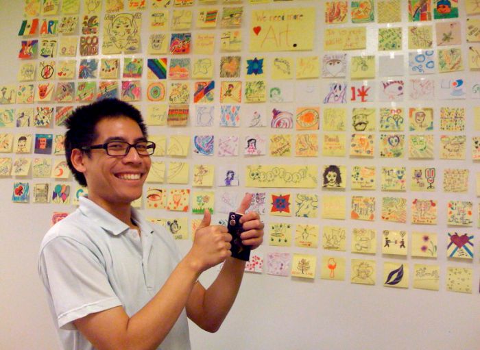 Graphic art major Paul Whisenhunt helped launches a guerilla art project in LaCorte Hall