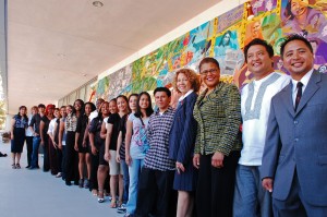 The CSU Dominguez Hills community celebrated the unveiling of "Manifest Diversity" on Sept. 9 with student artists and volunteers, President Mildred García; Karen Bass, California Assembly Speaker Emeritus and CSU Dominguez Hills alumna; Eliseo Art Silva, nationally renowned muralist; and Lui Amador, coordinator, Multicultural Center.