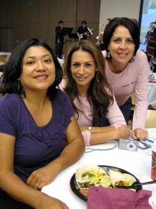 Chicana author Reyna Grande (at far left) was the keynote speaker for Latinas Juntas. Pictured with (L-R) Dr. Monica Rosas-Baines, psychologist, Student Health & Psychological Services and Dr. Denna Sanchez, psychologist, Career Center
