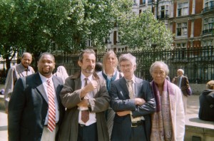 Salim Faraji (at far left) met a cadre of world-renowned - and few and far between - scholars of Nubiology at the 12th Annual International Conference for Nubian Studies at the British Museum last summer. L-R, in foreground: Faraji, David N. Edwards, professor of Nubian archaeology, University of Leceister; Derek A. Welsby, curator of Egyptian & Nubian Antiquities, British Museum; Necia D. Harkless
