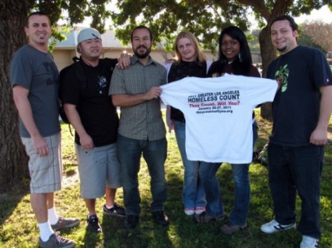 Members of the Earth Science Club participated in the biannual Los Angeles County Homeless Census. L-R: Amir Davis, Tim Okazaki, Daniel Pearlman, Jessica Roethe, Dawn Johnson, and Yair Pilowsky