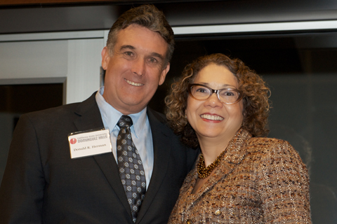 Don Herman of Shell with CSUDH President Mildred Garcia