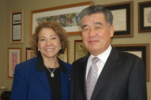 University President Mildred García and Consul General Shin