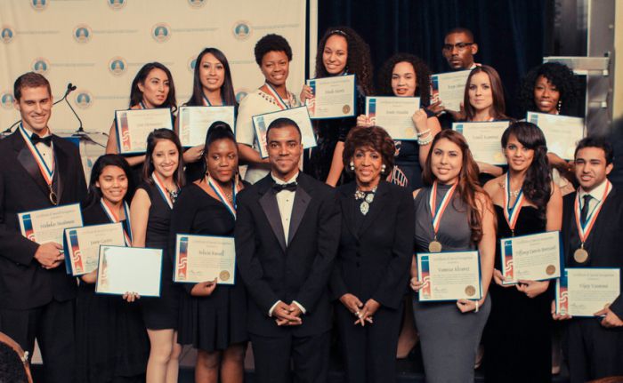 The 2013 Best and Brightest Scholars with MMF founder Jason Seward and Congresswoman Maxine Waters (center, front row).