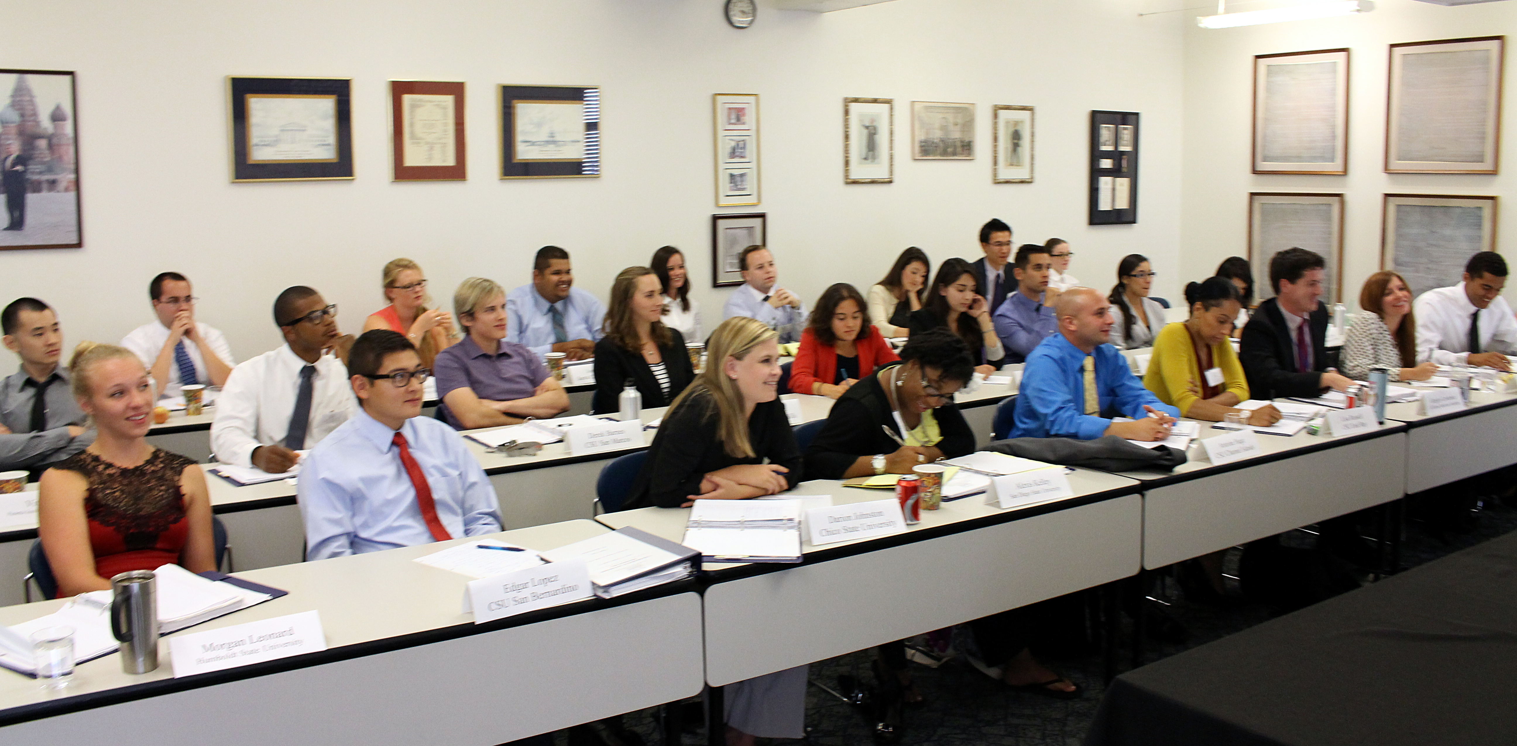 Toro Nicole Leonard (fourth from left, middle row) takes class with other 2013 interns at the Panetta Institute.
