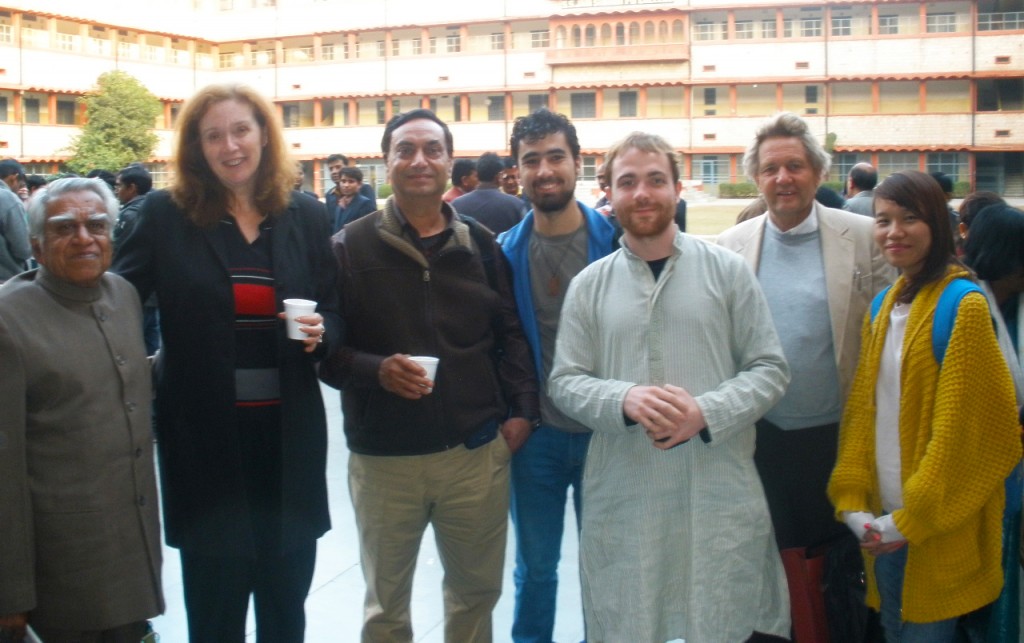 During a 2013 trip to Jaipur, India, Nancy Erbe visits with students and colleagues from five countries during an International Conference on “Non-Violent Protest Movement.”