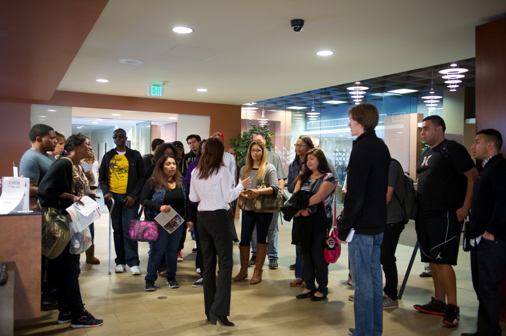LAHC students visit the library on their tour of the university 