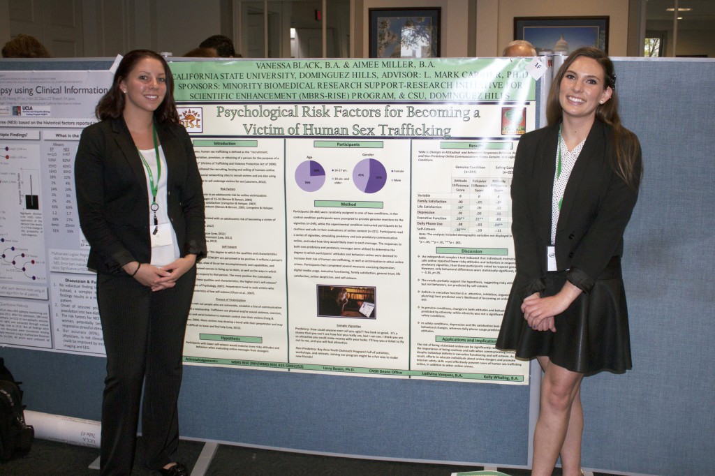 Vanessa Black and Aimee Miller with their poster presentation, Psychological Risk Factors for Becoming a Victim of Human Sex Trafficking"