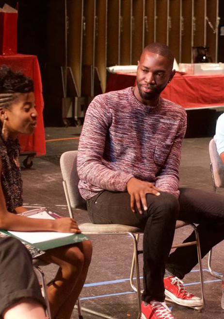 Playwright Tarell McCraney shares insights with students.