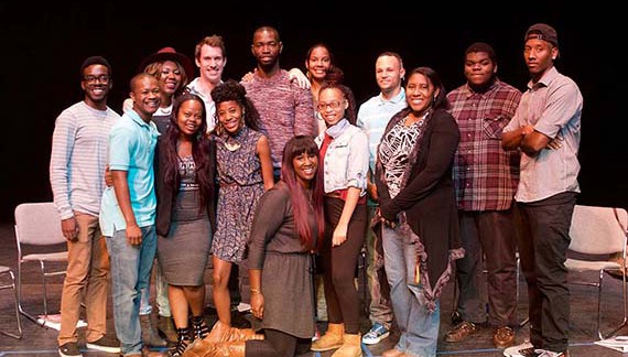 Playwright Tarell Alvin McCraney visits the CSUDH cast of his play "In the Red and Brown Water."