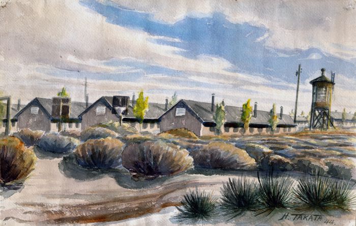Amache watercolor of internment camp