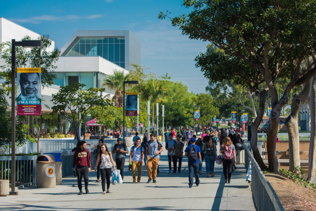 Students and student life on the first day of classes for the semester at California State University Dominguez Hills