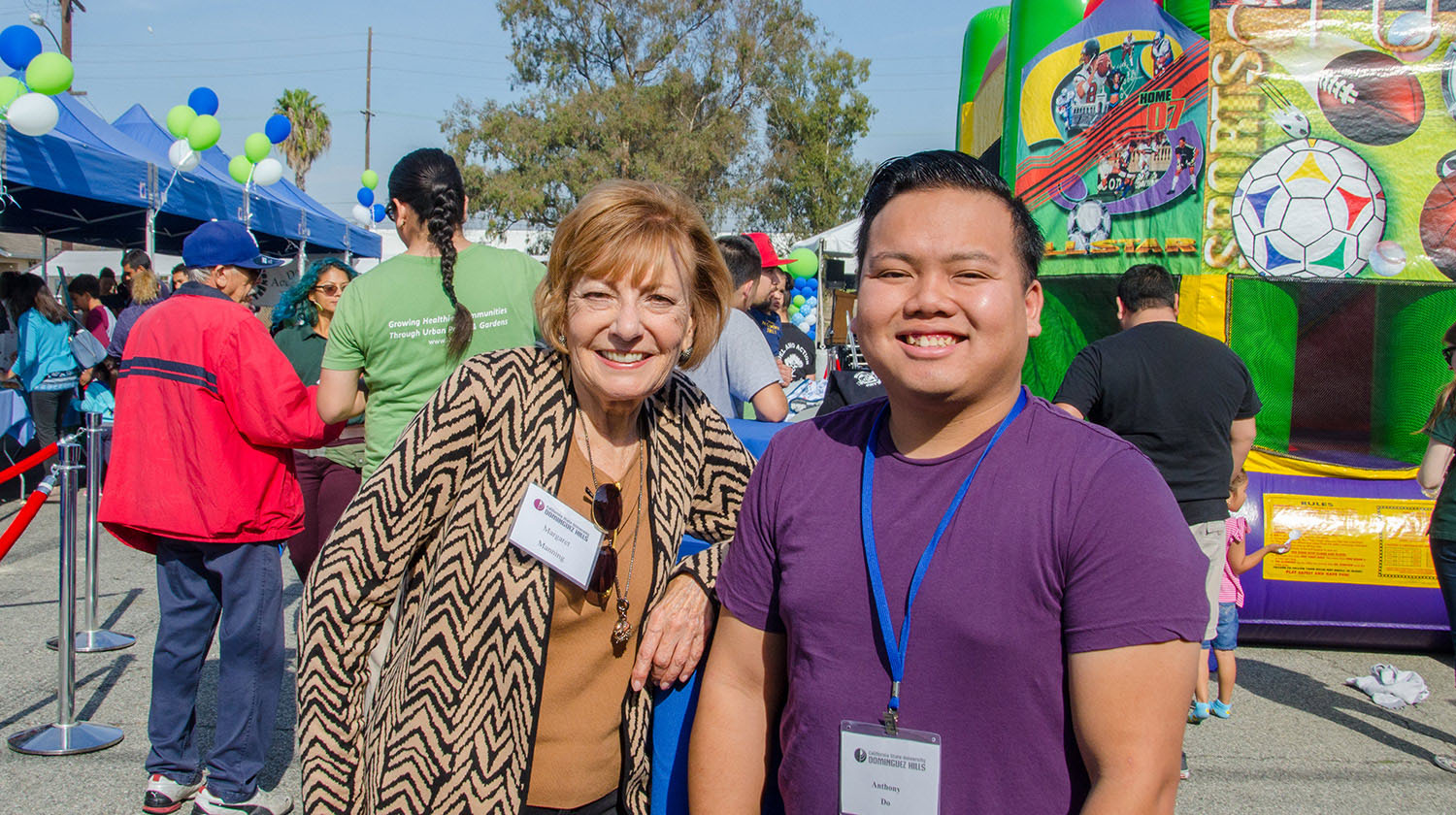 Margaret Manning, lecturer in the Negotiation, Conflict Resolution and Peacebuilding Program, and Anthony Do, communications major at CSUDH. 