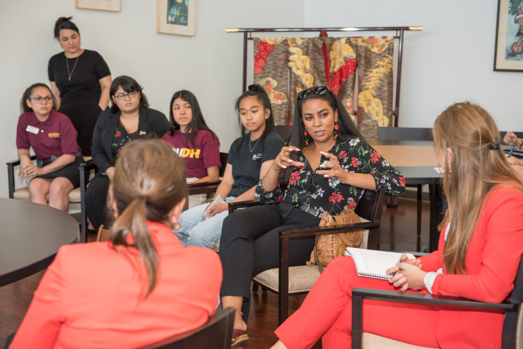 Lt. Governor Eleni Kounalakis meets with student leaders during her visit to CSUDH