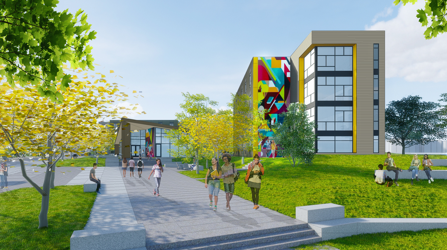 A rendering of the student housing building. 