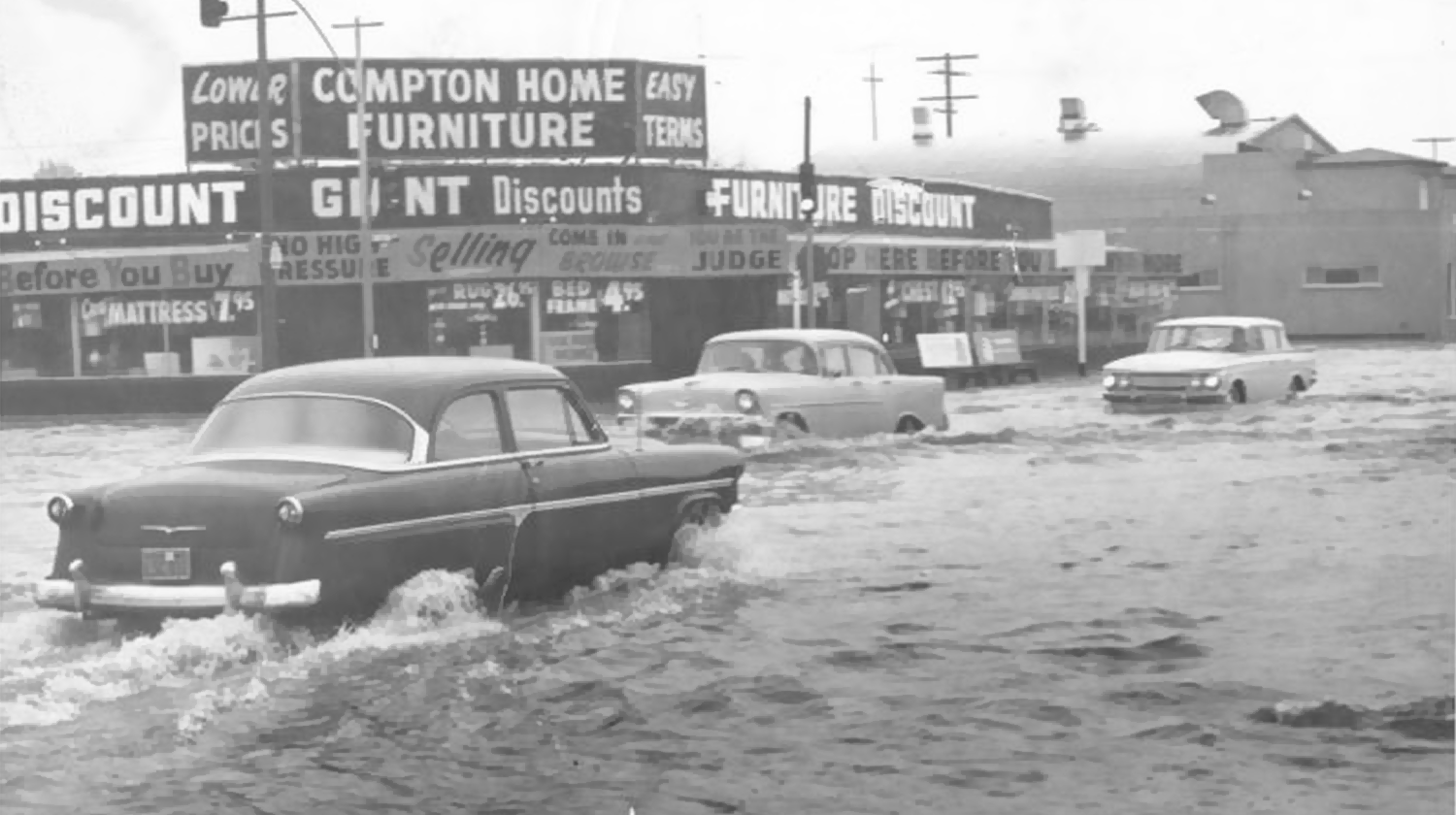 Flooded streets in the City of Compton.