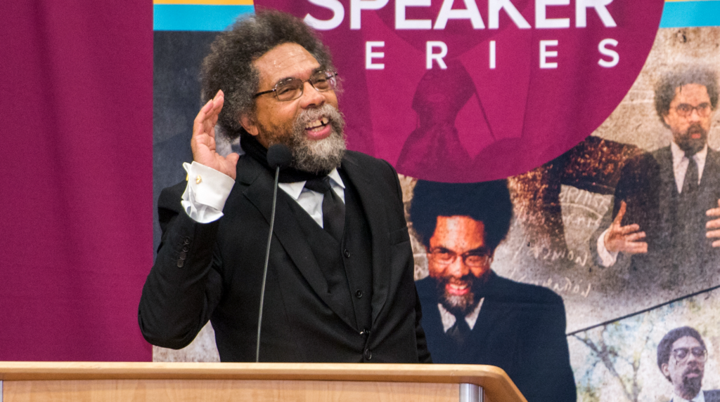 Cornel West addresses hundreds of fans,friends and admirers during the Dymally Distinguished Lecture Series.