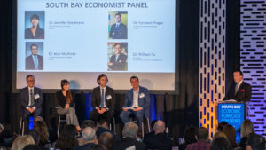 (Left to Right) The economic panel: William Yu, Jennifer Brodmann, Fynnwin Prager, and Jose Martinez.