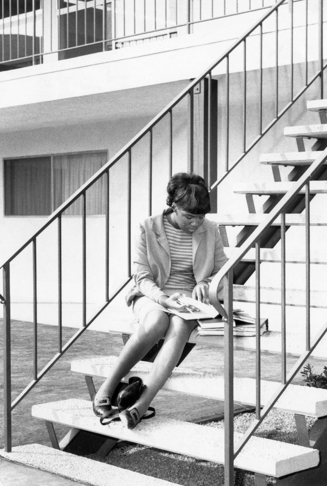 Student studying at Watt campus, ca. 1967