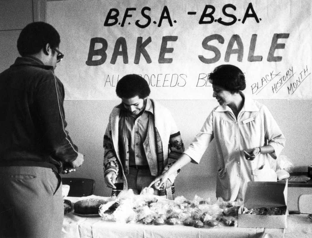 Black Student Association Bake Sale to raise funds for Black History Month, early 1970s