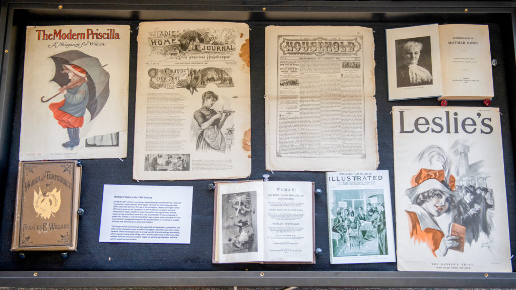 Publications and leaflets from the "100 Years of the Women's Vote" exhibit. 