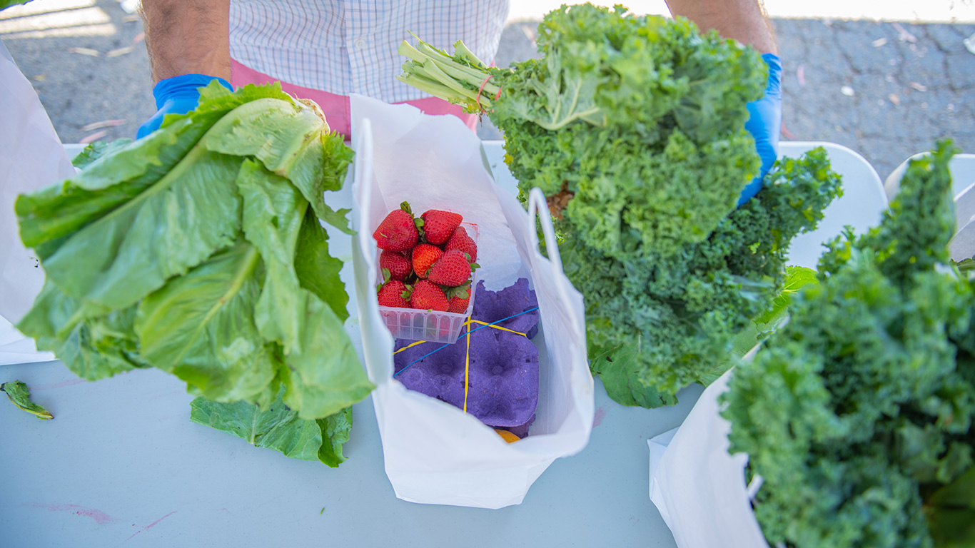 Fresh produce to be distributed to students. 