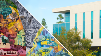 picture of mural and CSUDH Welch Hall