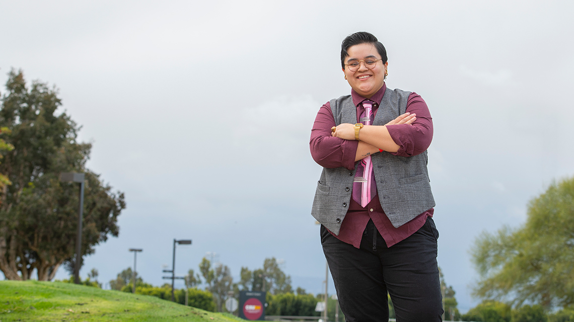 Ev Campos Martinez, a sociology major and Women’s Studies minor, took first place in the “Business, Education, and Humanities” category during the 2021 Student Research Conference. 