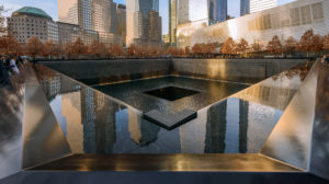 A reflecting pool at the National September 11 Memorial & Museum.