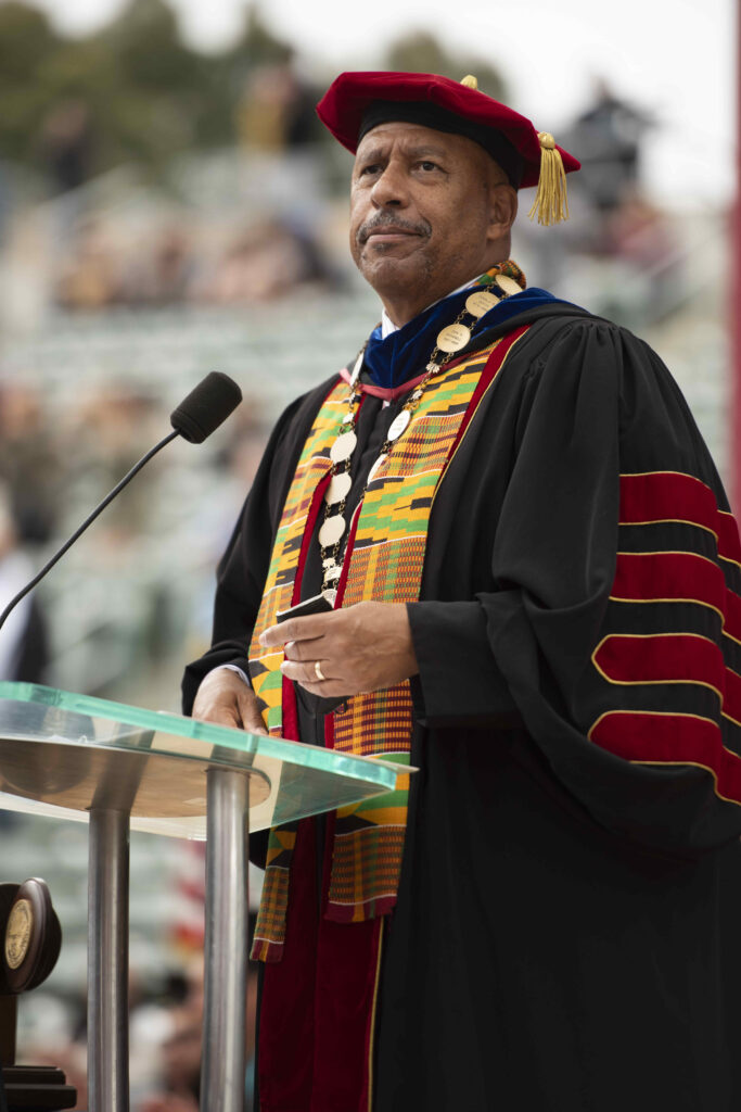 President Parham onstage at Commencement