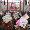 Decorated floral graduation caps at 2023 Commencement