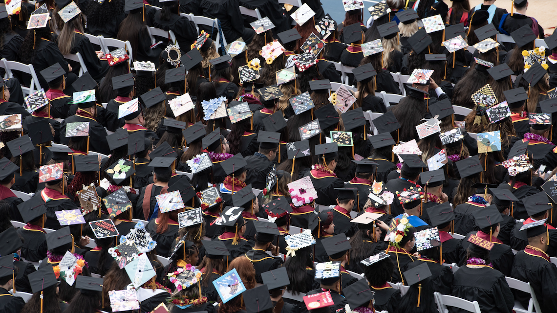 Graduation caps at Commencement