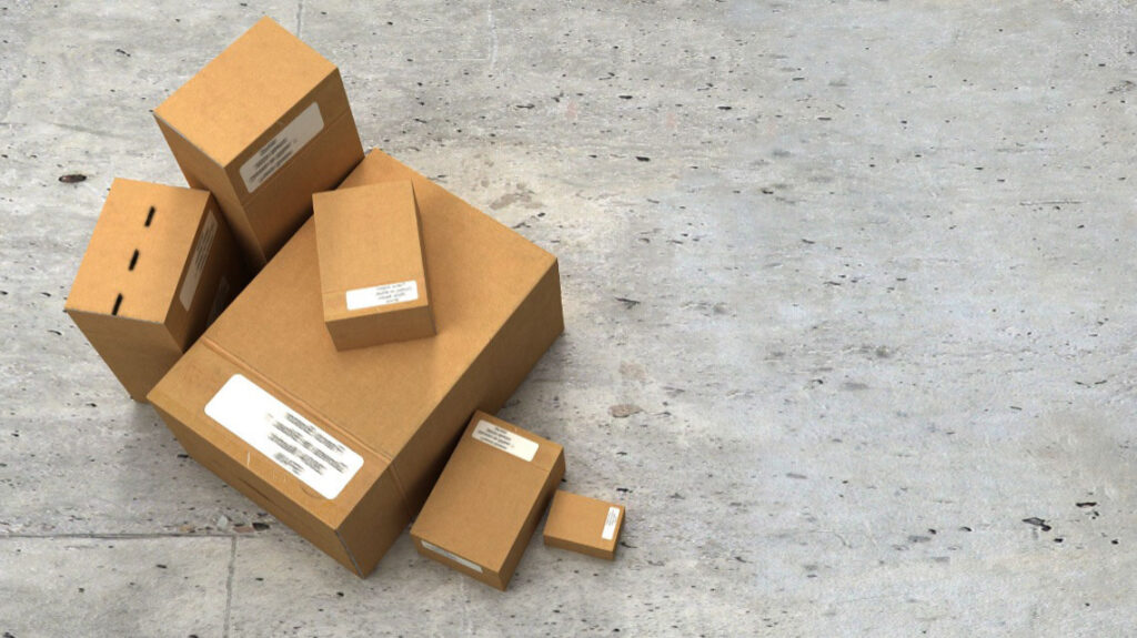 Stack of boxes on concrete