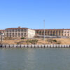 Exterior photograph of San Quentin State Prison