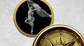 Image of a dancer and a compass.