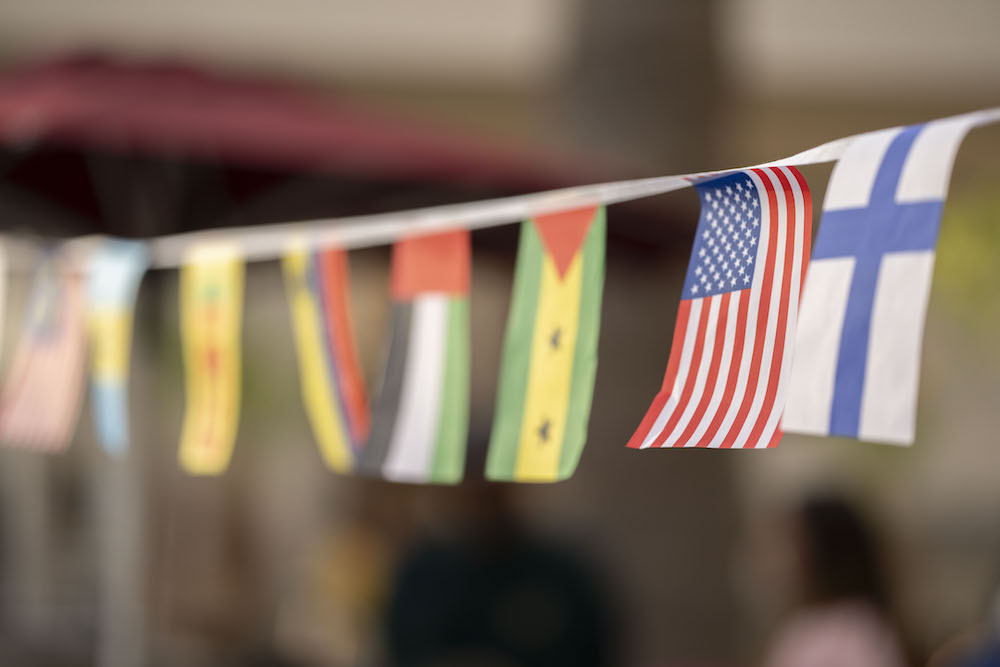 Bunting of flags of different countries