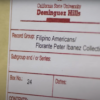 Label on CUSDH archive collection box stating "Filipino Americans/Florante Peter Ibanez Collection"