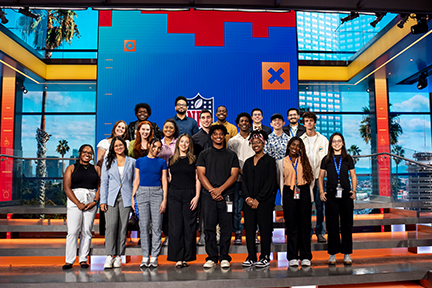 Group photo of interns at NFL headquarters in Inglewood.