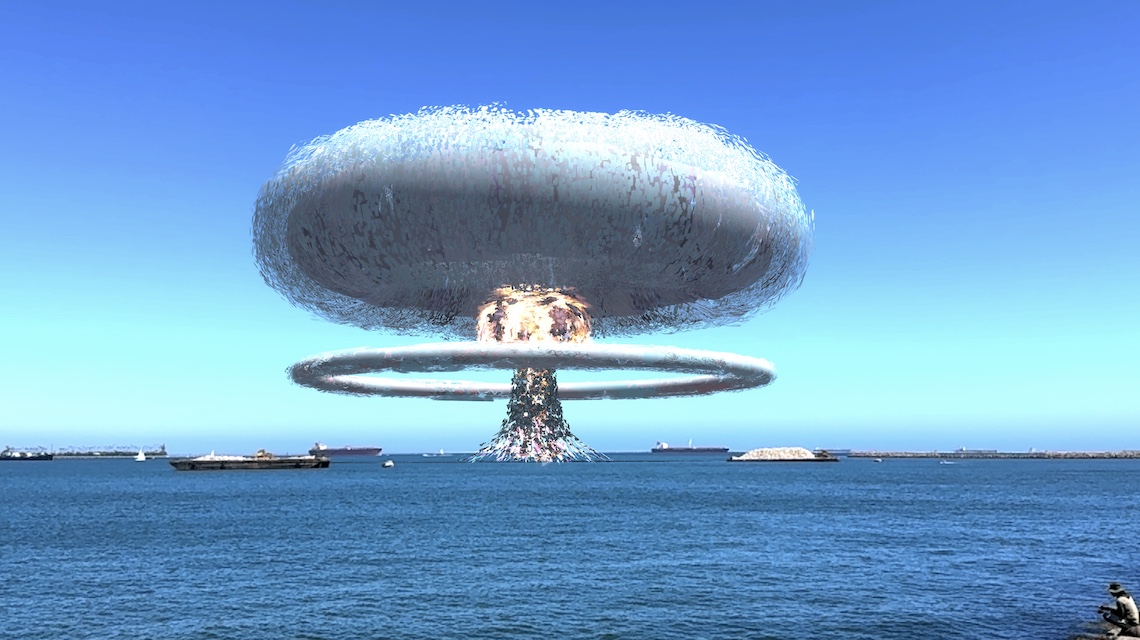 Mushroom cloud over water