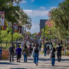 Students on East Walkway of campus