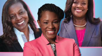 The cover of the March 2025 Diverse: Issues in Higher Education magazine. Dr. Bobbie Porter is center, flanked by two other women leaders. Text: Women's History Month. Breaking Through: 40 Women Shattering Glass Ceilings Across Higher Education