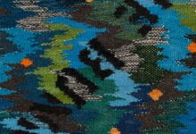 Close, zoomed-in image of colorful textile
