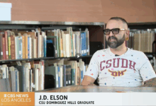 J.D. Elson in University Archives with text; J.D. Elson, CSU Dominguez Hills Graduate