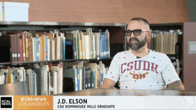 J.D. Elson in University Archives with text; J.D. Elson, CSU Dominguez Hills Graduate
