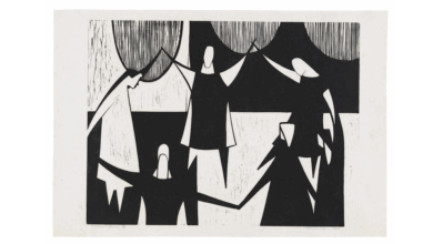 Figures holding hands