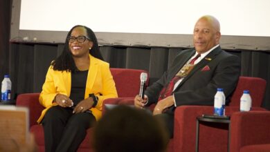 Justice Jackson and President Parham smiling onstage