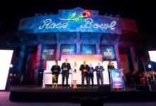 CSU leaders onstage at the Rose Bowl