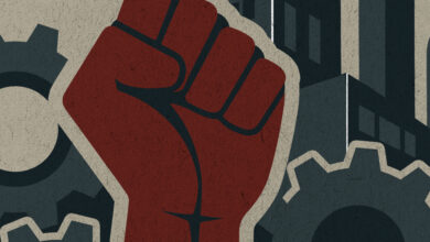 Graphic art of raised fist